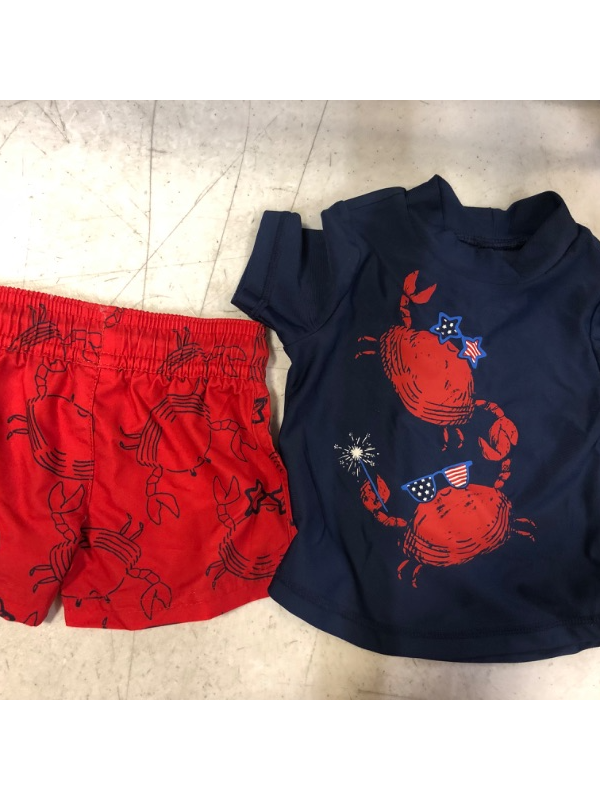 Photo 2 of Carter's Just One You ? Baby Boys' 2pc Short Sleeve Crab Print Rash Guard Set ReD----6M