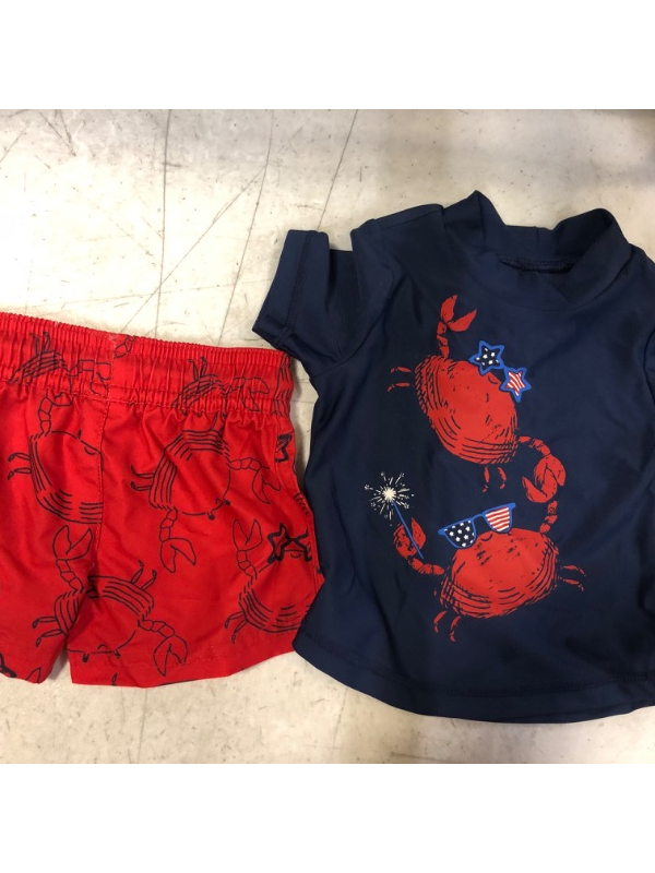 Photo 2 of Carter's Just One You ? Baby Boys' 2pc Short Sleeve Crab Print Rash Guard Set ReD----12M