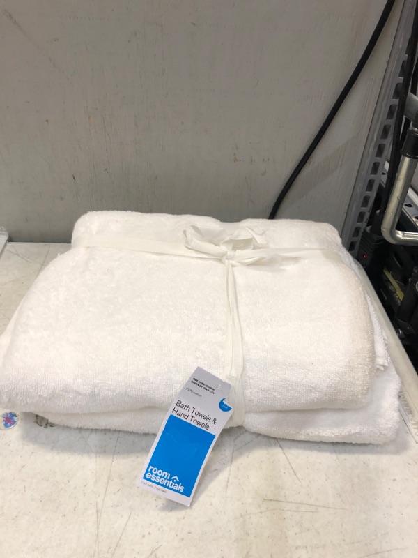 Photo 3 of 2pc Antimicrobial Bath Towel/Hand Towel Set White - Room Essentials