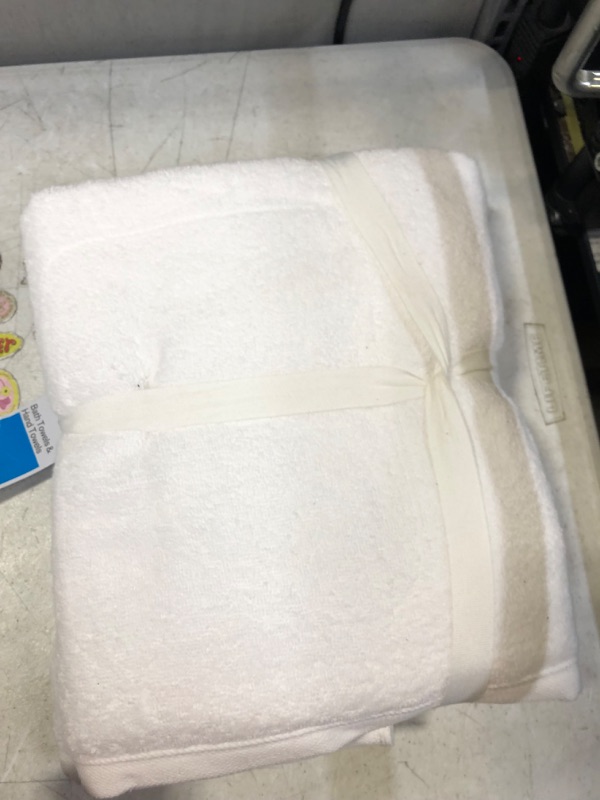Photo 2 of 2pc Antimicrobial Bath Towel/Hand Towel Set White - Room Essentials
