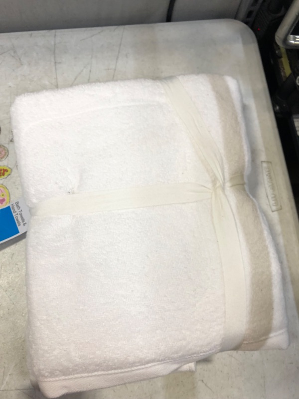 Photo 1 of 2pc Antimicrobial Bath Towel/Hand Towel Set White - Room Essentials