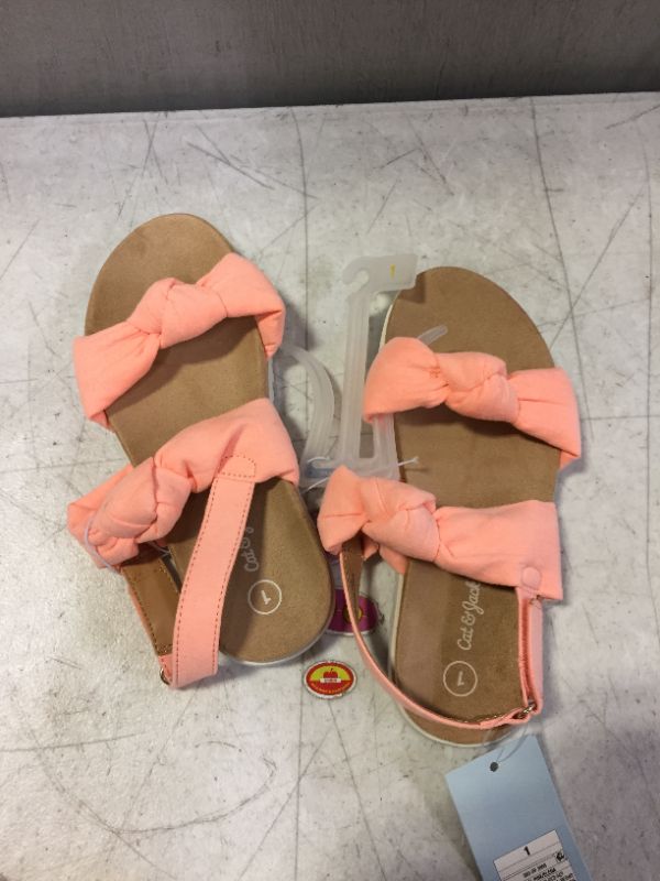 Photo 2 of Girls' Elena Footbed Sandals - Cat & Jack Coral Pink 1
