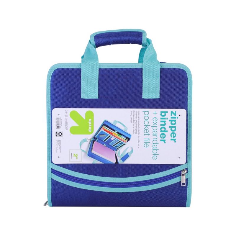 Photo 1 of 2" Ring Zipper Binder with Strap Blue - up & up™
