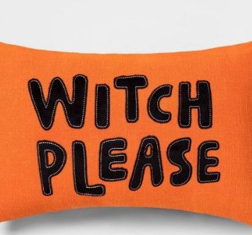 Photo 1 of 'Witch Please' Lumbar Throw Pillow Orange/Black - Hyde & EEK! Boutique™

