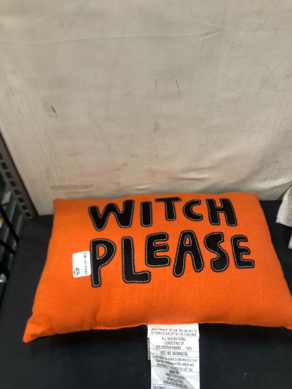 Photo 3 of 'Witch Please' Lumbar Throw Pillow Orange/Black - Hyde & EEK! Boutique™

