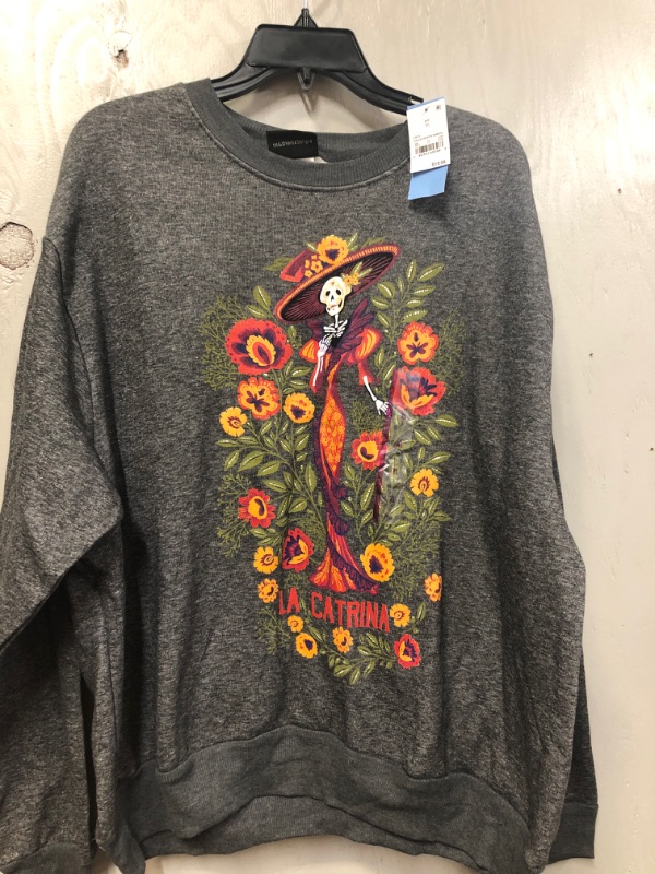 Photo 3 of 
Women's Dia De Los Muertos Floral Celebration Graphic Sweatshirt - Charcoal Gray Size XL 