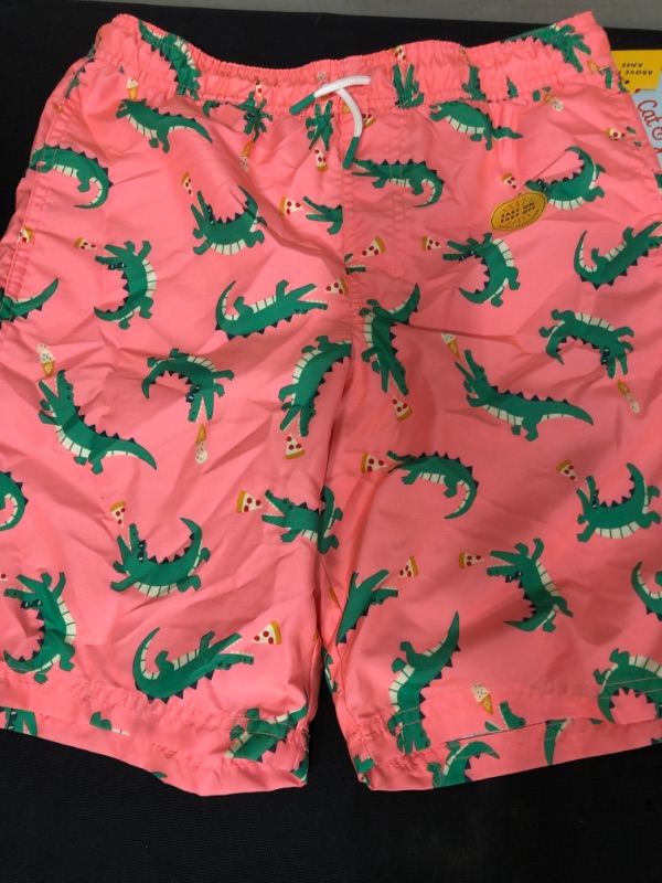 Photo 2 of Boys' Alligator Print Volley Swim Trunks - Cat & Jack Pink L
