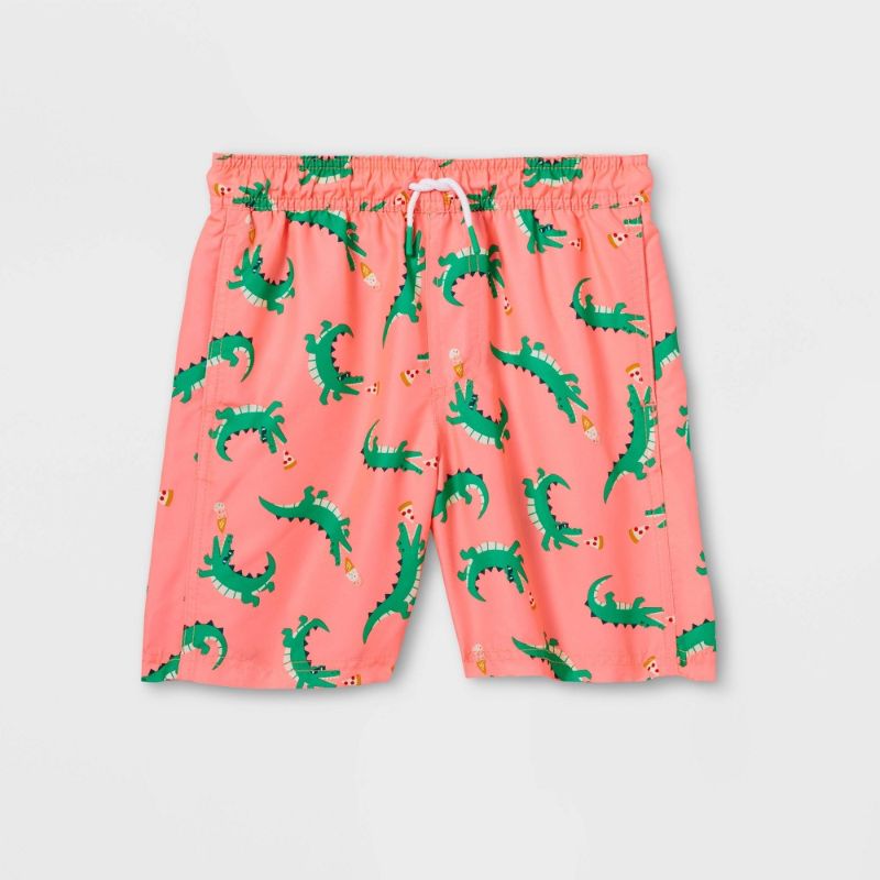 Photo 1 of Boys' Alligator Print Volley Swim Trunks - Cat & Jack Pink XL
