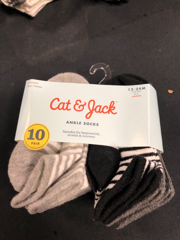 Photo 2 of 
Baby Boys' 10pk Ankle Socks - Cat & Jack™ Black/Gray