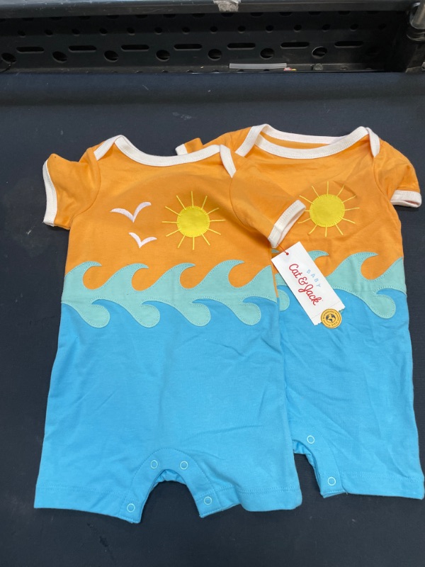 Photo 2 of Baby Seascape Applique Romper - Cat & Jack™ Light SIZE 3-6M
