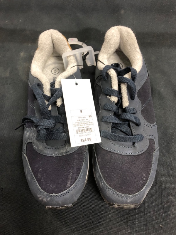 Photo 1 of Boys Shoes Sneakers Navy Blue Size 5 Cat & Jack Lace-up Jax New Pair Comfortable