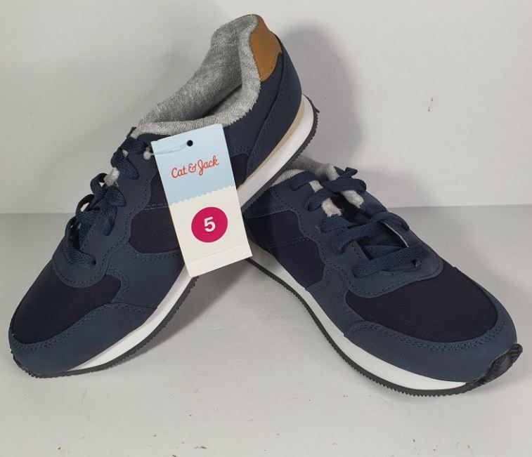 Photo 1 of Boys Shoes Sneakers Navy Blue Size 5 Cat & Jack Lace-up Jax New Pair Comfortable