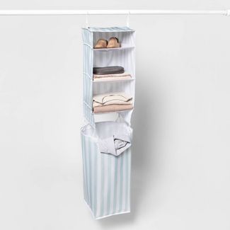 Photo 1 of 3 Shelf Hanging Closet with Hamper Mint/Striped - Room Essentials™