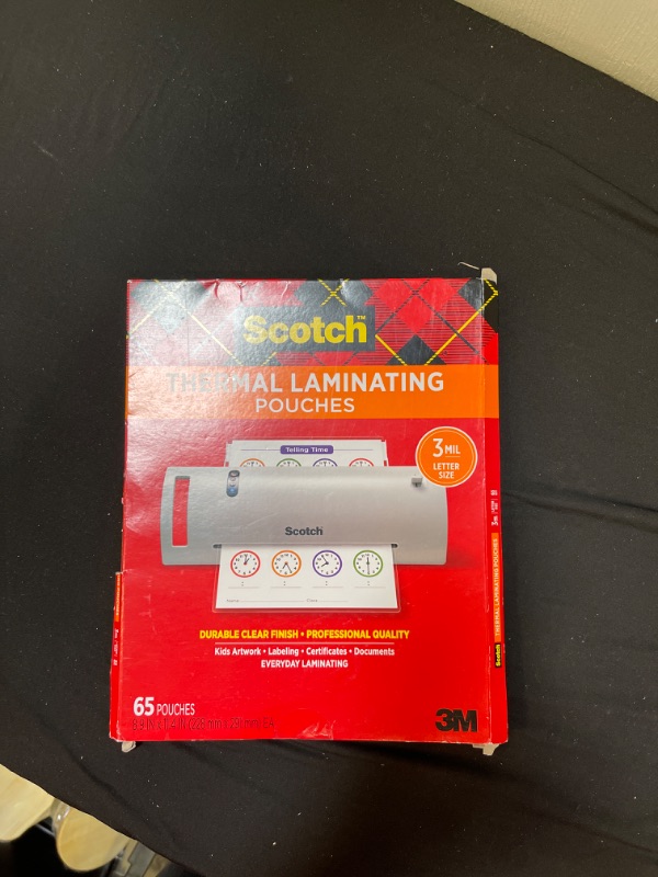 Photo 1 of Scotch 65ct 9" x 11" Thermal Laminating Pouches Clear

