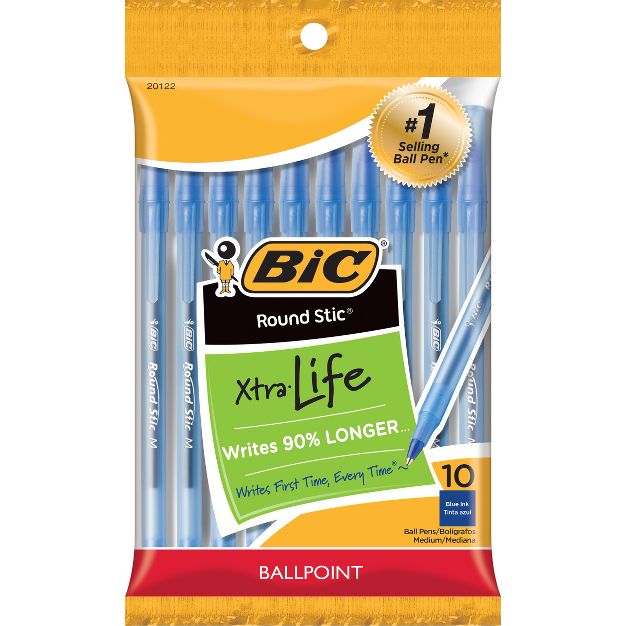 Photo 1 of 12 Packs- BIC Xtra Life Ballpoint Pens, Medium Tip, 10ct - Blue


