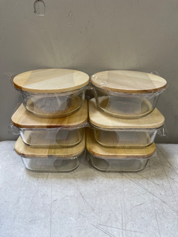 Photo 1 of 6 Glass Storage Containers with Wood Lids