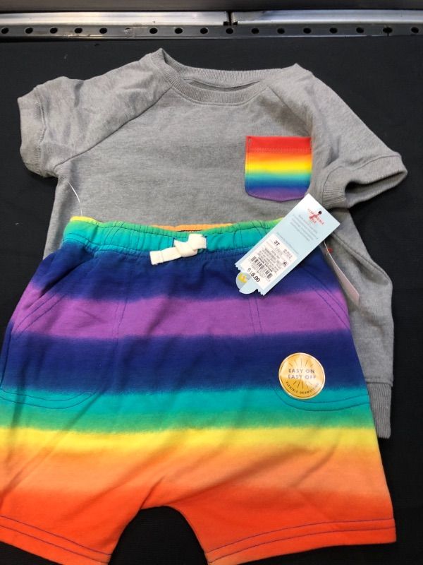 Photo 2 of 
Toddler Boys' 2pc Rainbow French Terry Short Sleeve T-Shirt and Shorts Set - Cat & Jack™ Rainbow size 3T 
