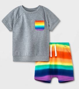 Photo 1 of 
Toddler Boys' 2pc Rainbow French Terry Short Sleeve T-Shirt and Shorts Set - Cat & Jack™ Rainbow size 3T 
