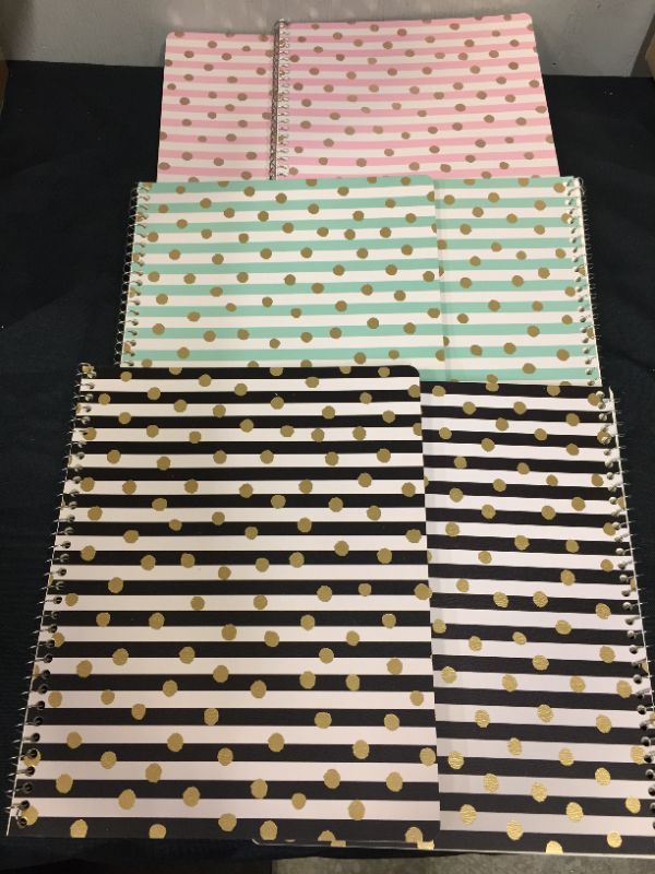 Photo 1 of College Ruled 1 Subject Spiral Notebook Confetti Mint Stripes/Dots - 6 PACK 

