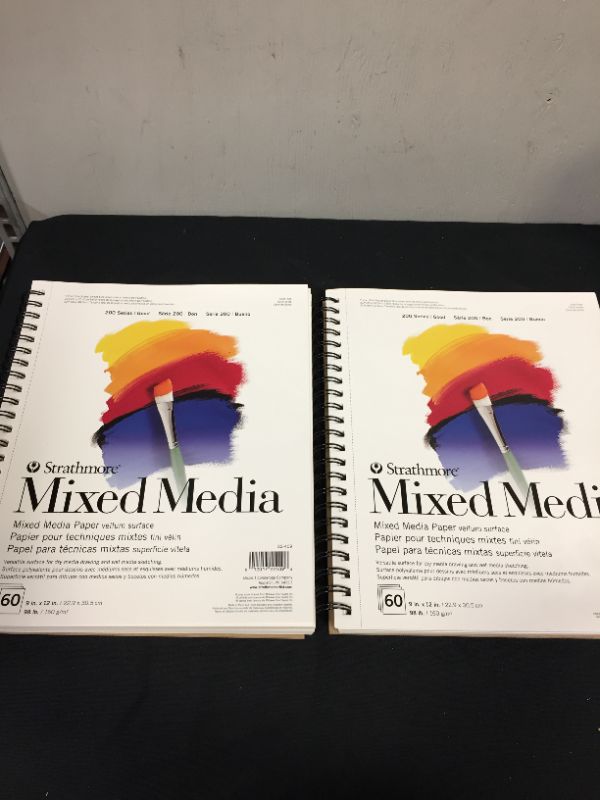 Photo 2 of 9"x12" Spiral Mixed Media Paper Pad 60 Sheets - Strathmore 2 PACK 

