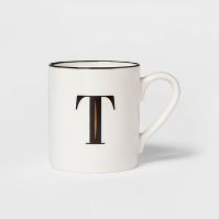 Photo 2 of 16oz Stoneware Monogram Mug White - Threshold™ LETTER L AND T 

