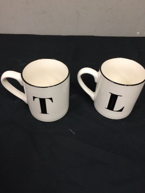 Photo 3 of 16oz Stoneware Monogram Mug White - Threshold™ LETTER L AND T 

