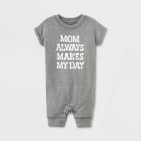 Photo 1 of Baby Boys' 'Mom' Romper - Cat & Jack™ Gray SIZE 18M

