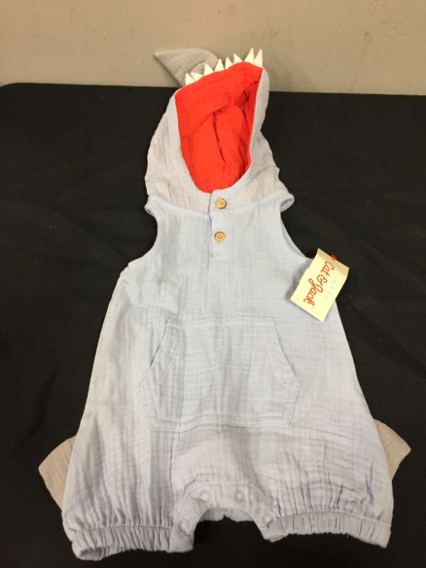 Photo 1 of Baby Boys' Gauze Elevated Shark Romper - Cat & Jack™ Periwinkle Blue MSIZE 0-3M 

