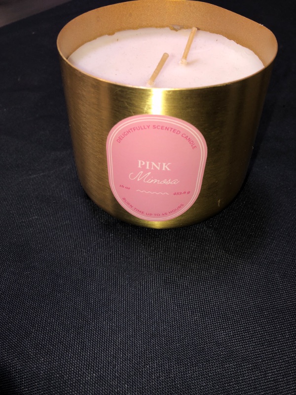 Photo 2 of 16oz Brass Candle Pink Mimosa 