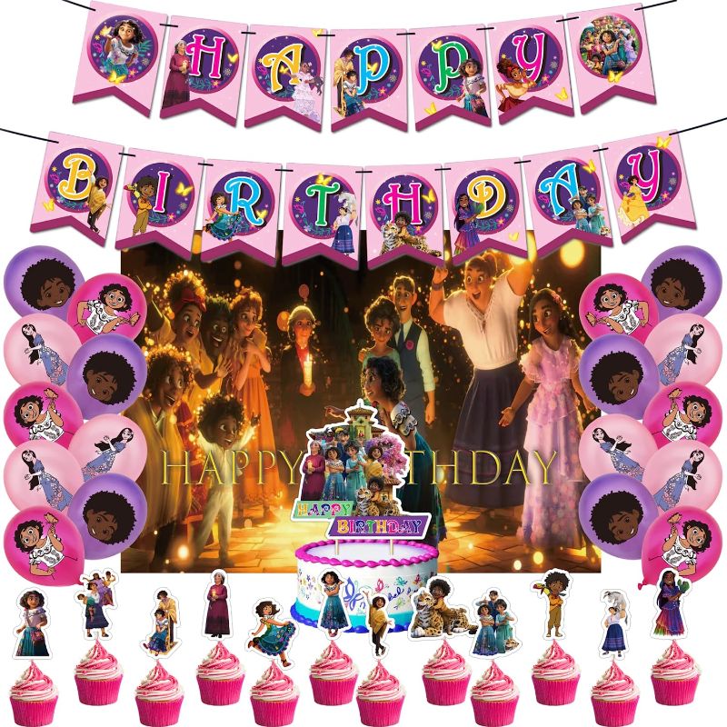 Photo 1 of 33 PCS Magic House Birthday Party Supplies, Magic House Party Decorations Include 1 Banner, 1 Cake Topper, 12 Cupcake Toppers, 18 Balloons, 1 Backdrop, Magic House Decorations for Birthday Party
