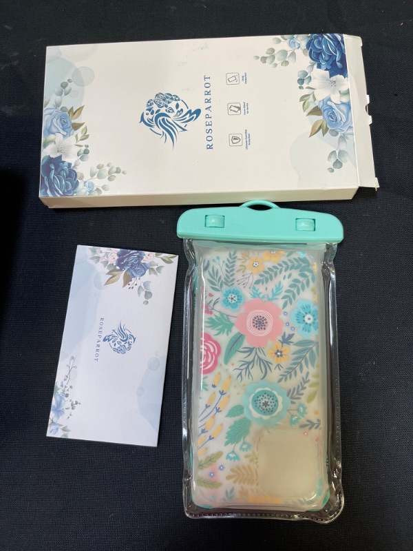 Photo 2 of [5-in-1] RoseParrot iPhone 13 Pro Max Case with Screen Protector + Ring Holder + Waterproof Pouch, Clear with Floral Pattern Design, Shockproof Protective Cover
