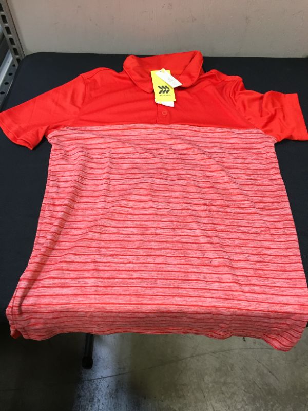 Photo 2 of BOYS STRIPED GOLF POLO SHIRT ORANGE SIZE XS