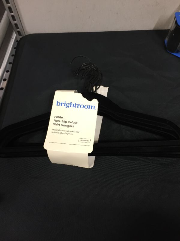 Photo 2 of 10pk Petite Flocked Hangers Black - Brightroom