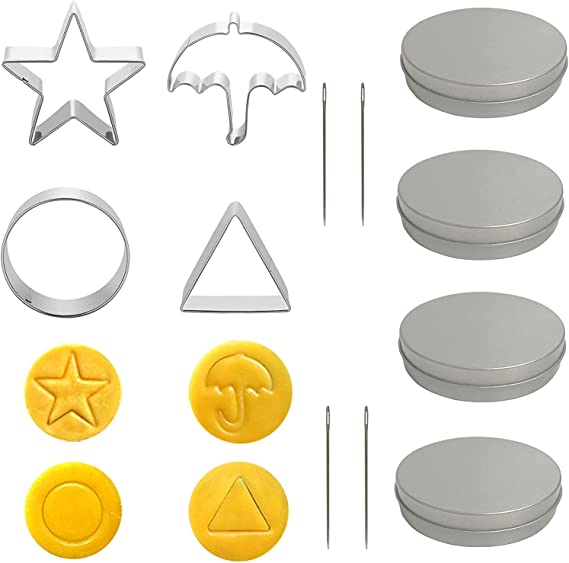 Photo 1 of 12 Pcs/Set Halloween Cookie Cutters, Cookie Cutter Shapes - Triangle Circle Star Umbrella with Tin Box Needle, Birthday Party Supplies for Adults Kids
