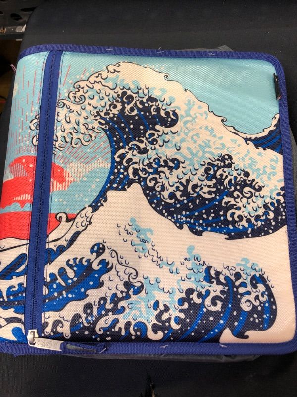 Photo 2 of 3" Round Ring Zipper Binder with File Folder 2022 Japanese Wave - Case-It