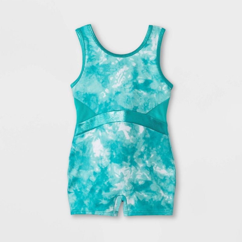 Photo 1 of  Girls' Tie-Dye Gymnastics Biketard - Cat & Jack™ ( SIZE XS) AND Girs' Anima Print Gymnastics Eotard - Cat & Jack SIZE L