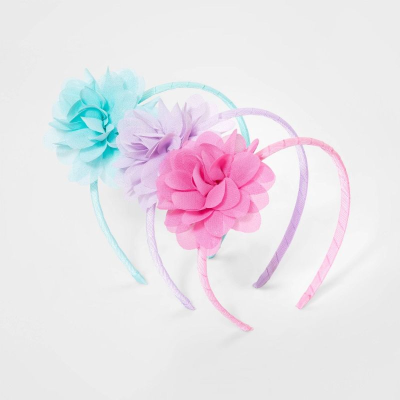 Photo 2 of 3 Girls' Americana Faux Hair - Cat & Jack™ AND 
Kids' 3pk Chiffon Floral Headbands - Cat & Jack™ Pink/Teal
