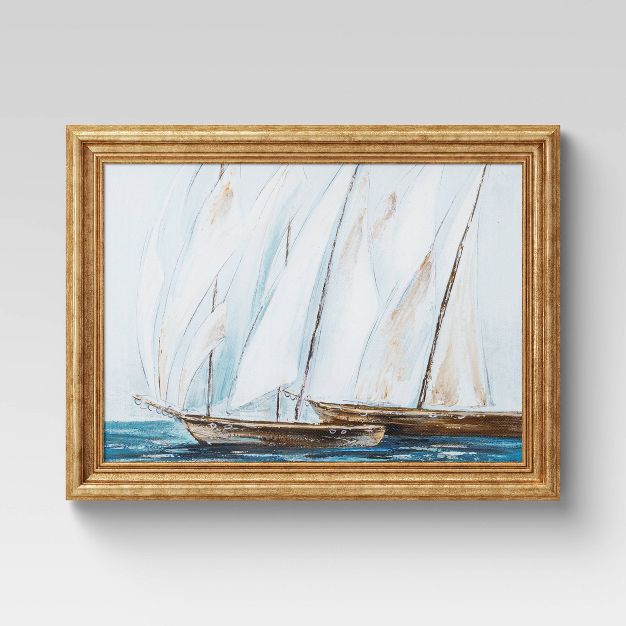 Photo 1 of 16" x 12" Sailboats Framed Wall Canvas - Threshold™

