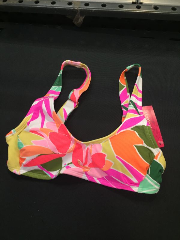 Photo 2 of Juniors' Ribbed Bralette Bikini Top - Xhilaration Multi Tropical Print XS, One Co
