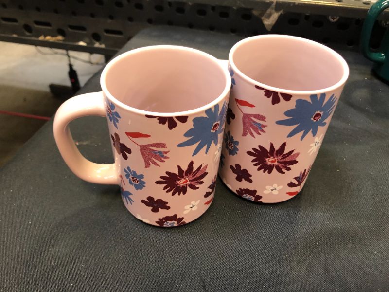 Photo 2 of 2 pack 16oz Stoneware Floral Mug Purple - Room Essentials
