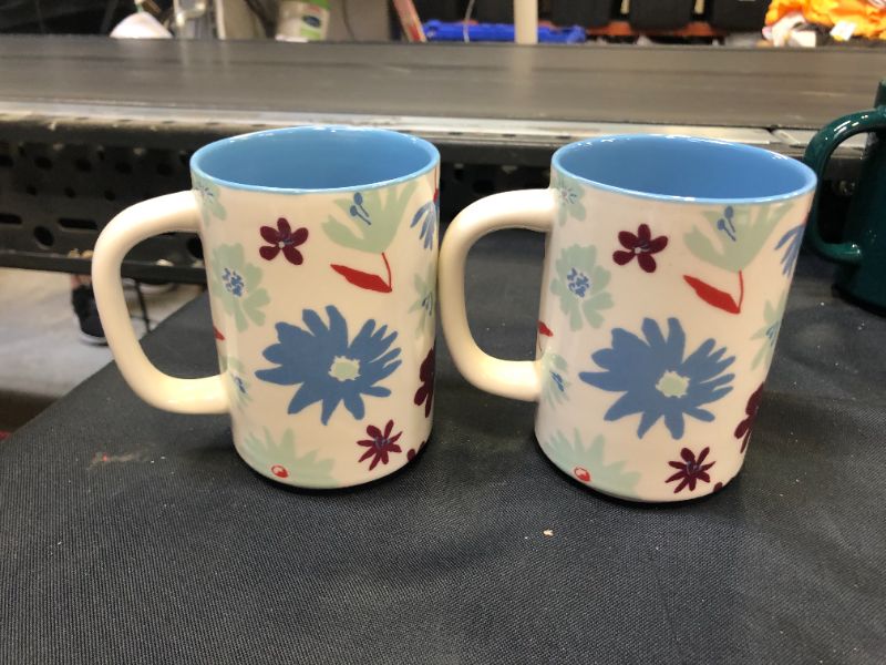 Photo 2 of 2 pack 16oz Stoneware Floral Mug White - Room Essentials
