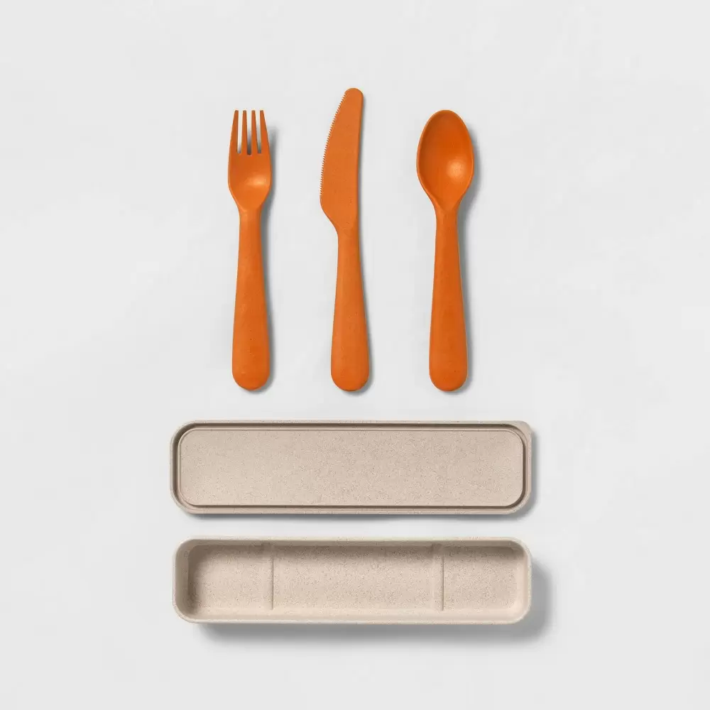 Photo 1 of 2 pack Flatware Set White/Orange - Cat & Jack
