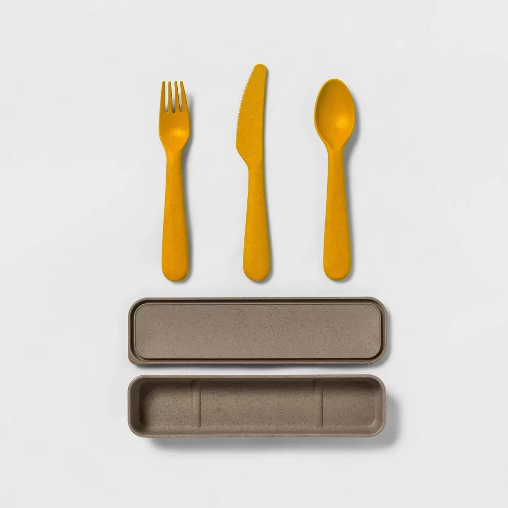 Photo 1 of 2 pack Flatware Set Yellow/Tan - Cat & Jack
