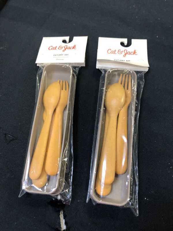 Photo 1 of 2 pack Flatware Set Yellow/Tan - Cat & Jack
