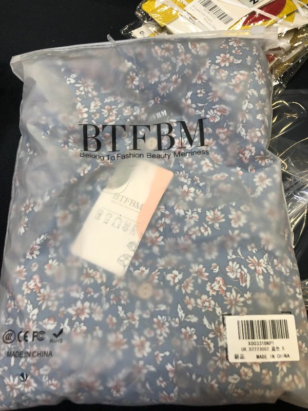Photo 2 of BTFBM Women Casual Short Sleeve V Neck Summer Dresses Floral Print Button Down
size small 