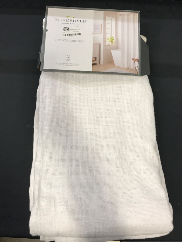 Photo 2 of Woven Shower Curtain White - Threshold 72in X 72in
