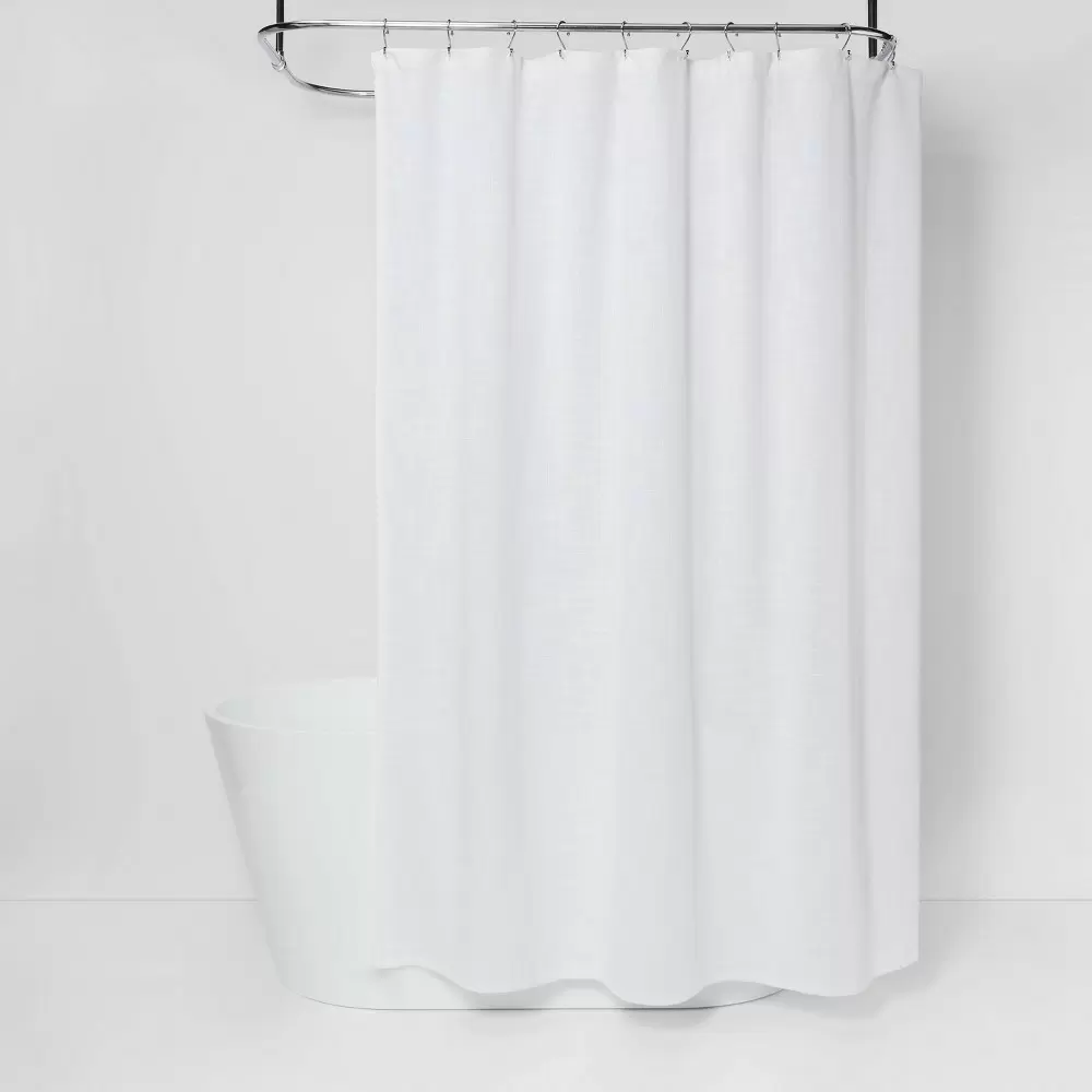 Photo 1 of Woven Shower Curtain White - Threshold 72in X 72in
