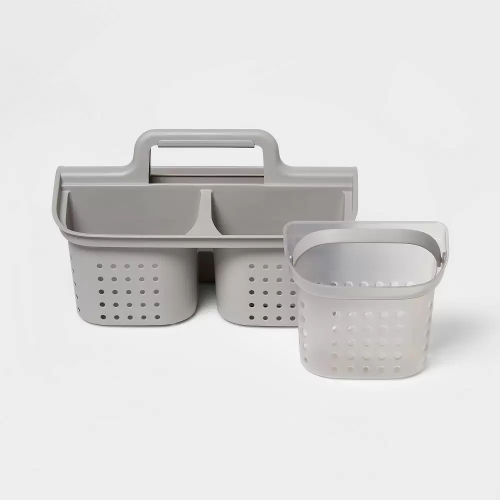 Photo 1 of 2-in-1 Shower Caddy Gray - Room Essentials
