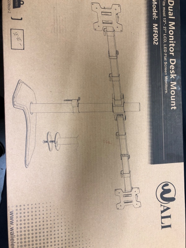 Photo 1 of WALI Dual Monitor Stand, Free Standing Desk Mount for 2 Monitors up to 27 inch, 22 lbs. Weight Capacity per Arm, Fully Adjustable with Max VESA 100x100mm (MF002), Black