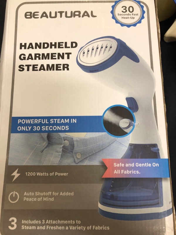 Photo 2 of BEAUTURAL Steamer for Clothes, Portable Handheld Garment Fabric Wrinkles Remover, 30-Second Fast Heat-up, Auto-Off, Large Detachable Water Tank